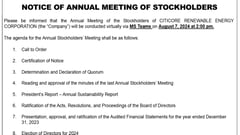 Notice of Annual Meeting of Stockholders - Citicore Renewable Energy Corporation